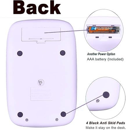 Jukusa Desktop Colorful Calculator 12 Digit, Dual Solar Power and Battery LCD Display, Easy to Press Big Buttons for Home, Office, School, College Class and Business Use (Purple) - Image 4