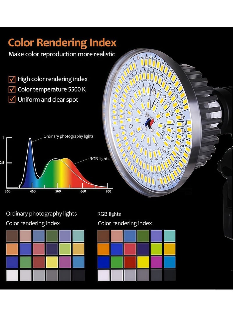 Glanfen 150W Photography RGB Light Bulbs with Remote Control, 3200K-5500K Adjustable Color Temperature, Dimmable, RGB Colors, E27 Socket, for Studio Lighting, Softbox, Photo & Video Shooting - Image 3