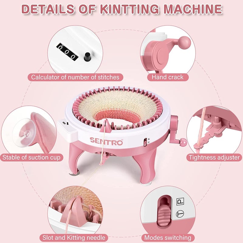 SENTRO Knitting Machine 48 Needles, Smart Knitting Crochet Machine, Double Crocheting Machine Kit,Circle Knit Loom Machine with Row Counter and Hand Crank - Image 5