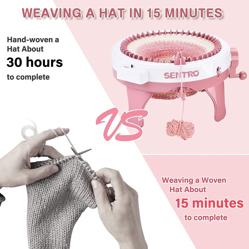 SENTRO Knitting Machine 48 Needles, Smart Knitting Crochet Machine, Double Crocheting Machine Kit,Circle Knit Loom Machine with Row Counter and Hand Crank - Image 3