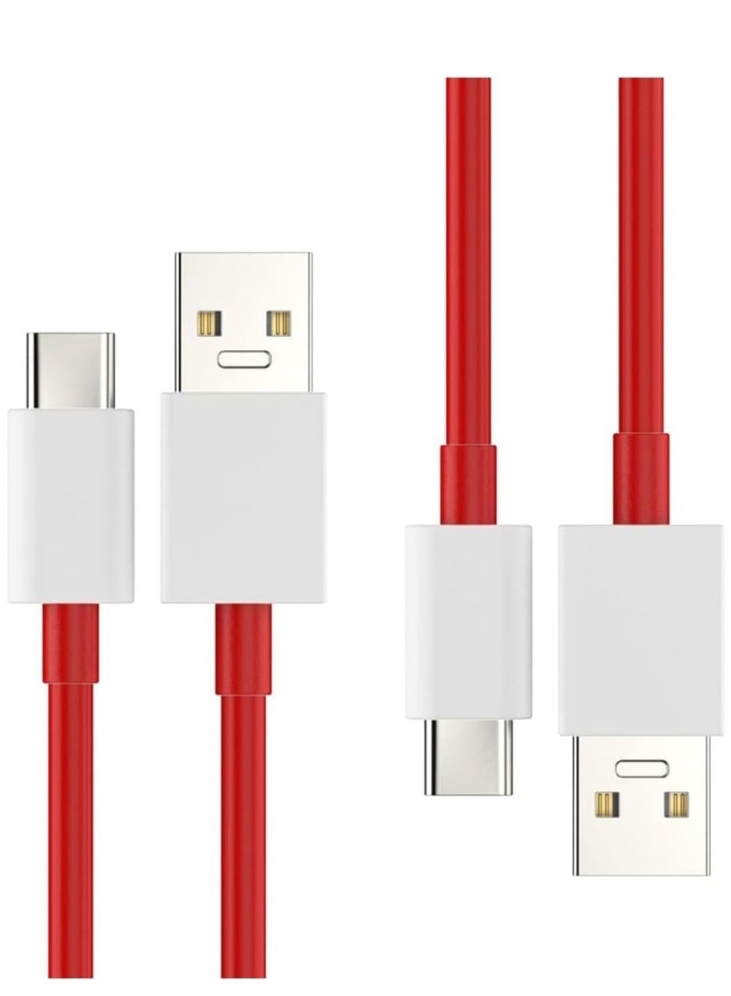 TIGER Premium Red USB Type-C Cable – Fast Charging & Data Sync Cord Compatible with OnePlus 7T/8/9/10R and Other USB-C Devices | Durable Braided Design, 1 Meter Length, High-Speed Charging Support - Image 2
