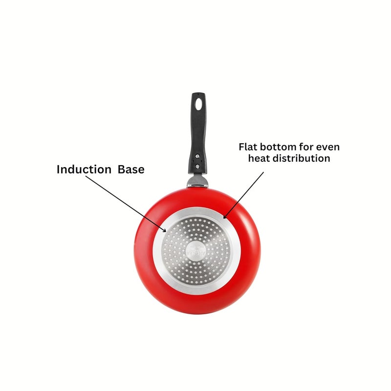 ANGARA ANGARA NonStick Dosa Tawa 28 cm 3 mm Thickness Pure Aluminium PFOA Free Soft Touch Bakelite Handle Granite Finish 3 Layer Coating 1 Year Warranty Red Colour  - Image 4