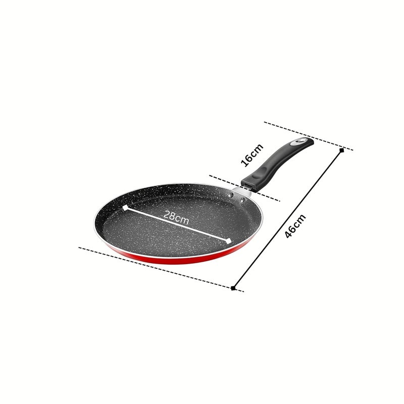 ANGARA ANGARA NonStick Dosa Tawa 28 cm 3 mm Thickness Pure Aluminium PFOA Free Soft Touch Bakelite Handle Granite Finish 3 Layer Coating 1 Year Warranty Red Colour  - Image 3