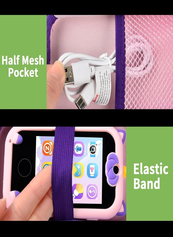 ALKOO حافظة هاتف ذكي للأطفال ALKOO متوافقة مع Kikapabi/لـ Joozfee/لـ dancingcow/لـ Prysyedawn، حامل ألعاب تعليمية لهاتف الأطفال، بطاقة SD، حبل ومستلزمات كابل - وردي - Image 5