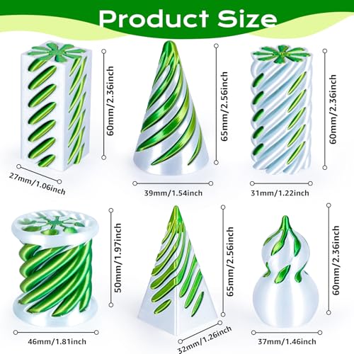 3Dgenius 6 Pack Spiral Cone Fidget Toys 3D Printed Spiral Fidget Toys Impossible Cone 3D Printed Fidgets Impossible Pyramid Passthrough 3D Printed Toys for Adults Kids for Anxiety Relaxing Pack2 - Image 5