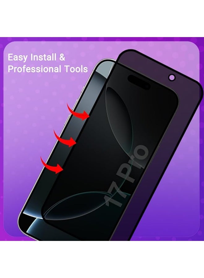 Kannzz Privacy Tempered Glass Screen Protector for iPhone 17 Pro – 9H Hardness, Anti-Spy, Anti-Fingerprint, Scratch-Resistant - Image 2