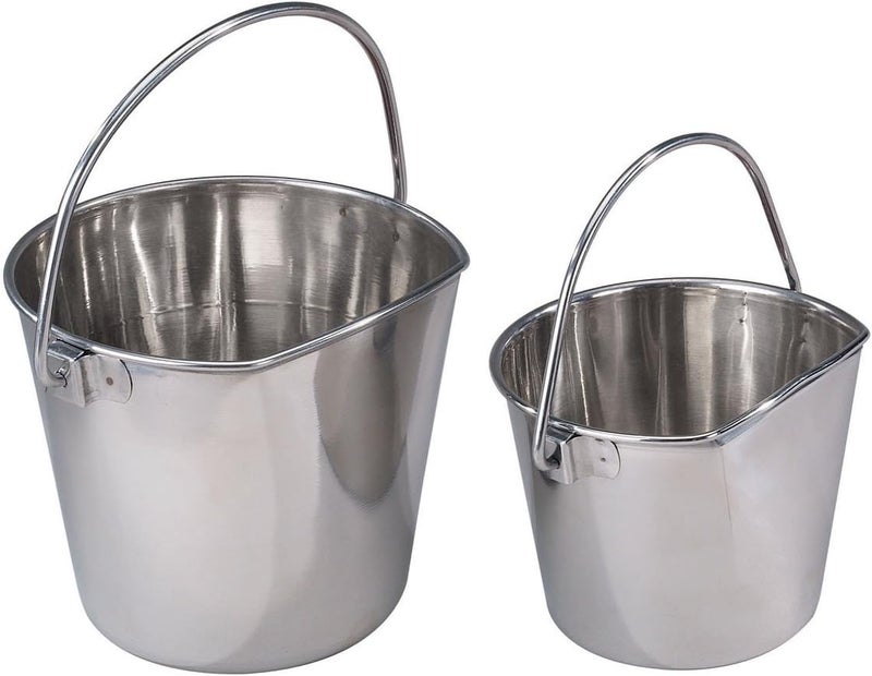 Pro Select Stainless Steel Pet Pail - 1-Quart Heavy Duty Flat Sided Water Bucket for Pet Kennels - Image 1