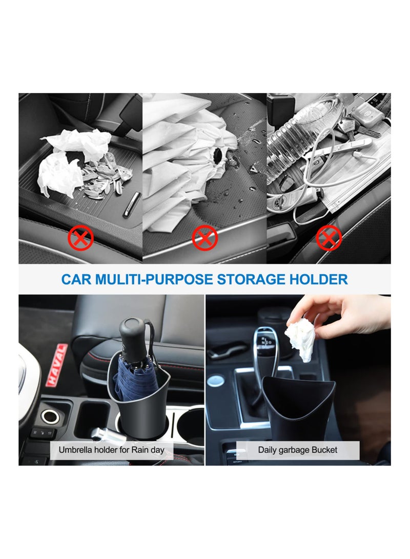 SYOSI 2 Pack Hanging Car Trash Can, Car Garbage Bin Waterproof Waste Basket Seat Headrest Hooks Cylinder Storage Holders Multipurpose Car Umbrella Holder Vehicle Organizer for Car - Image 4