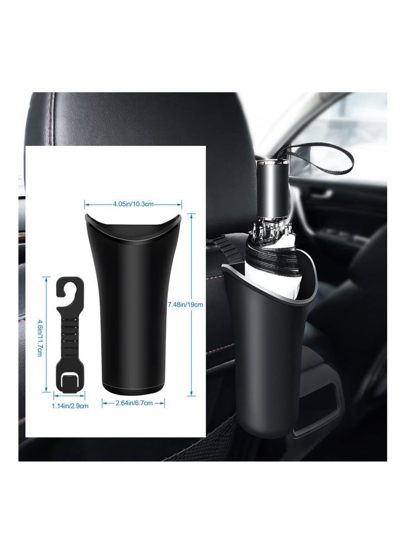 SYOSI 2 Pack Hanging Car Trash Can, Car Garbage Bin Waterproof Waste Basket Seat Headrest Hooks Cylinder Storage Holders Multipurpose Car Umbrella Holder Vehicle Organizer for Car - Image 2