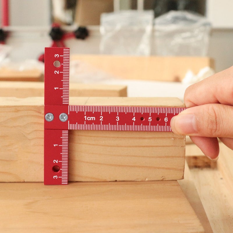 Red Aluminum Alloy Woodworking T Shaped Marking Ruler 170mmx85mm Set Square - Image 5