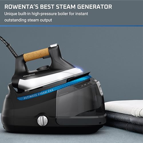 Rowenta, Iron, Ultimate Steam Pro Stainless Steel Soleplate Professional Steam Station for Clothes, 1800 Watts, 1.3L Removable Tank, Boiler Technology, Fast Heat Up, Black Clothes Iron, DG8668 - Image 2