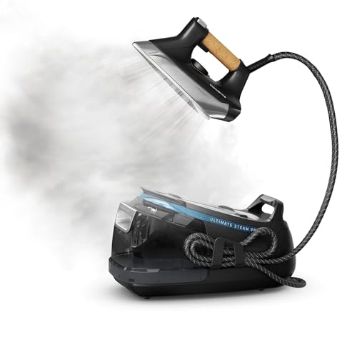 Rowenta, Iron, Ultimate Steam Pro Stainless Steel Soleplate Professional Steam Station for Clothes, 1800 Watts, 1.3L Removable Tank, Boiler Technology, Fast Heat Up, Black Clothes Iron, DG8668 - Image 1