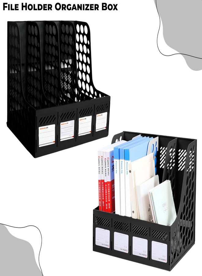 DaKos 4 Compartments File Rack Paper Holder, Desktop Organizers, Letter Organizer, Magazine Book Holder Organizer, Plastic File Rack (MFP1240) - Image 3