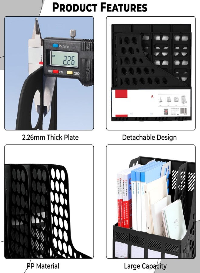 DaKos 4 Compartments File Rack Paper Holder, Desktop Organizers, Letter Organizer, Magazine Book Holder Organizer, Plastic File Rack (MFP1240) - Image 5