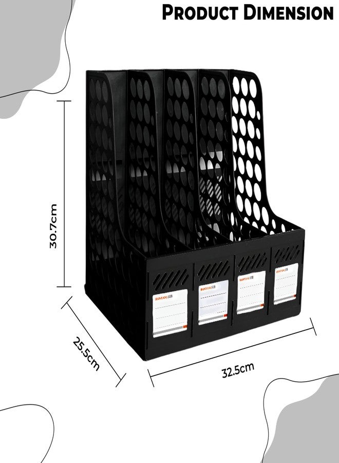 DaKos 4 Compartments File Rack Paper Holder, Desktop Organizers, Letter Organizer, Magazine Book Holder Organizer, Plastic File Rack (MFP1240) - Image 4