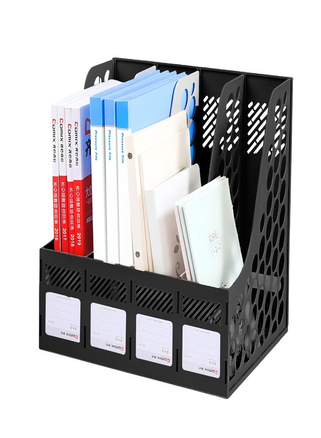 DaKos 4 Compartments File Rack Paper Holder, Desktop Organizers, Letter Organizer, Magazine Book Holder Organizer, Plastic File Rack (MFP1240) - Image 2