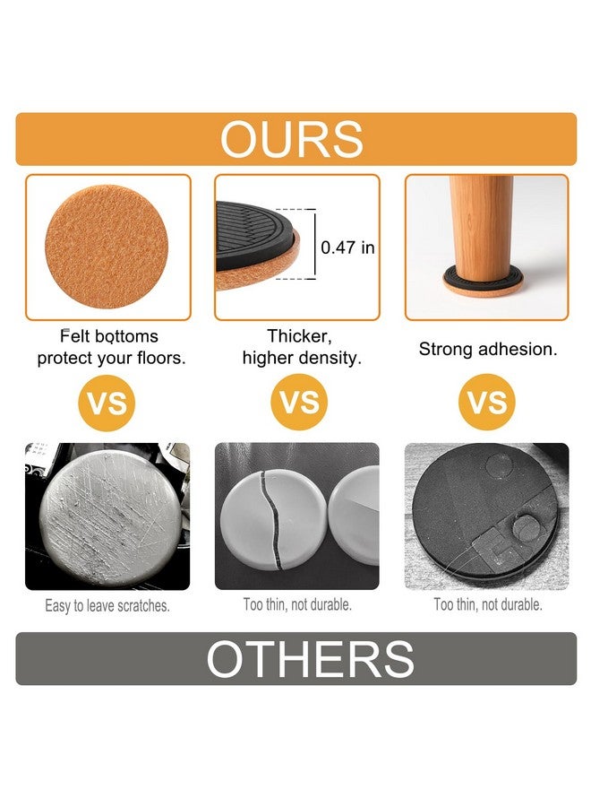 PISAO Felt Furniture Sliders for Hardwood Floors, PISAO 16 PCS 3 ½” Heavy Duty Furniture Movers - Unique Non-Scratch Design, Thick Felt Pads for Hard Surfaces, Move Large Furniture Easily - Image 3
