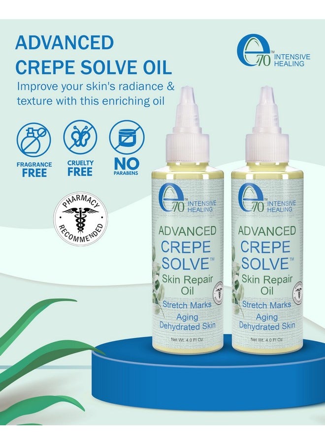 إي 70 زيت مرطب للبشرة من E70 Advance Crepe Solve للنساء والرجال - مصنوع من زيوت طبيعية، خلاصة جذر عرق السوس والبابونج - زيت مرطب للجسم لشد البشرة ومرونتها، عبوة من قطعتين  - Image 2
