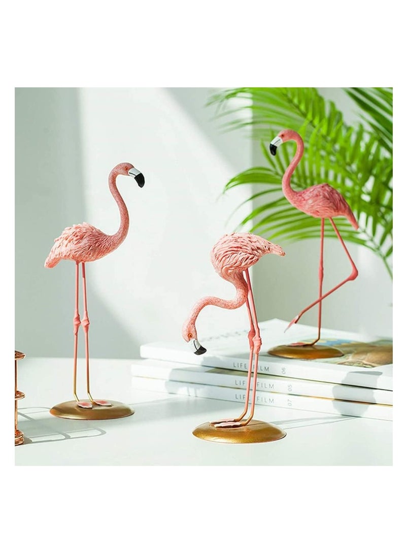 Resin Sculpture, Table Decor Figurine Statue, Desk Ornament Home Decoration Accessories Animal Pink Flamingo Birds Statue for Living Room, Sculpture Gifts for Friends (Set of 3) - Image 3