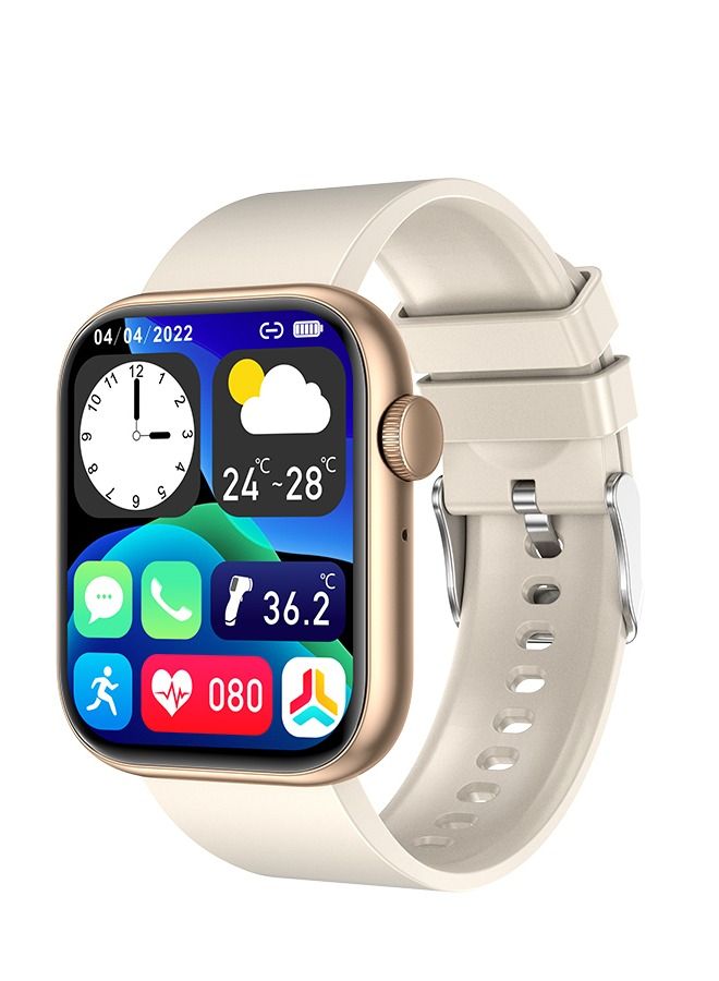 JOYFOCUS QX7 Smartwatch Comprehensive Health Monitoring, Bluetooth Calling, 1.85 IN TFT High-definition Screen IP68 Waterproof Watch-Beige Gold - Image 3