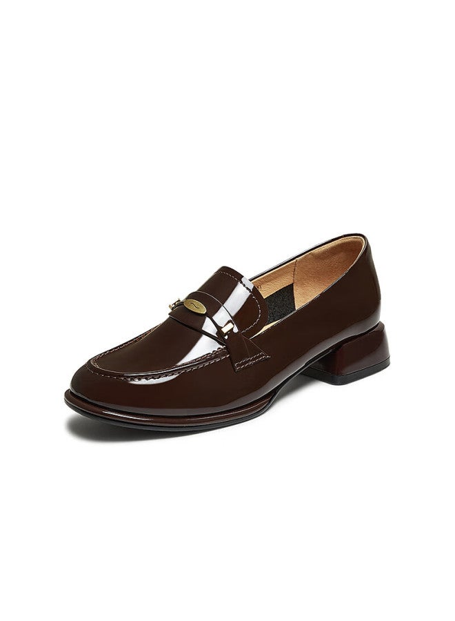 Basto 25 Autumn Vintage College Style Chunky Heel Women's Flats C1823ca5 Dark Red Size 37 - Image 3