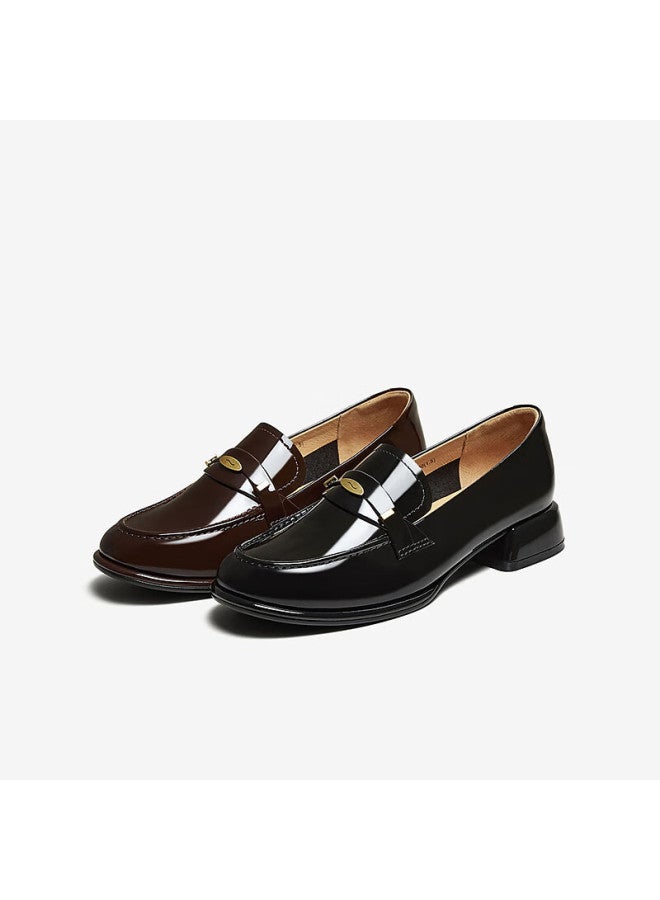Basto 25 Autumn Vintage College Style Chunky Heel Women's Flats C1823ca5 Dark Red Size 37 - Image 4