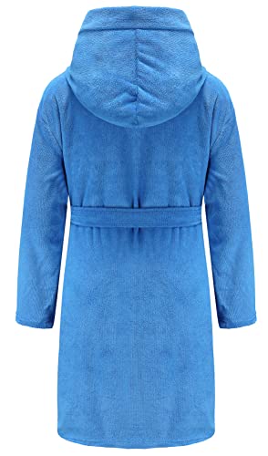 SWMSTUPF Boys Girls Bathrobe Soft Towel Hooded Robe 100 Turkish Cotton BathrobeBlue78 Years - Image 3