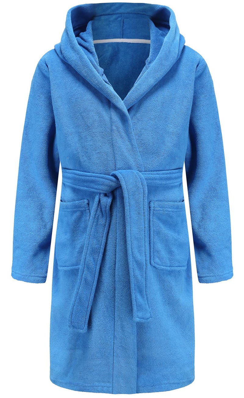 SWMSTUPF Boys Girls Bathrobe Soft Towel Hooded Robe 100 Turkish Cotton BathrobeBlue78 Years - Image 2