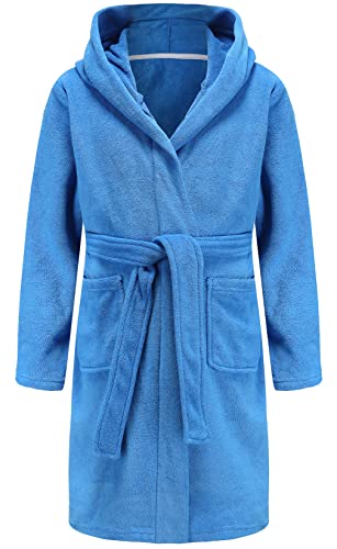SWMSTUPF Boys Girls Bathrobe Soft Towel Hooded Robe 100 Turkish Cotton BathrobeBlue78 Years - Image 1