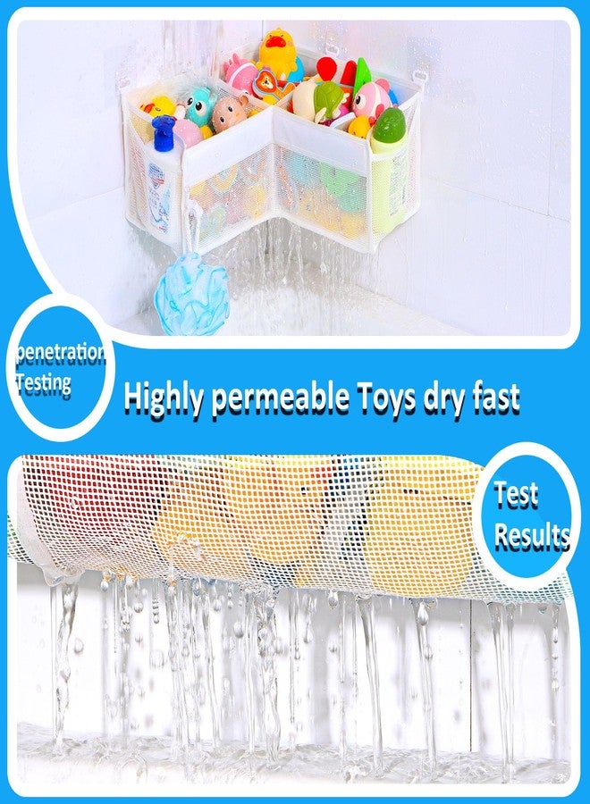 KPH Corner Bath Toy Organizer - Space-Saving 3-Compartment Bath Toy Storage, Mesh Bathroom Toy Holder for Kids, Durable Bathtub Organizer with Drain Holes - Image 4