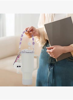 Stanley Global Pinky Floral Straw Cup Accessories, Colorful Stanley Tumbler Accessories Set, Stanley Cup Decoration, Portable Tumbler Handle, 7 Pieces A Set  - Image 4