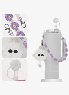 Stanley Global Pinky Floral Straw Cup Accessories, Colorful Stanley Tumbler Accessories Set, Stanley Cup Decoration, Portable Tumbler Handle, 7 Pieces A Set  - Image 2