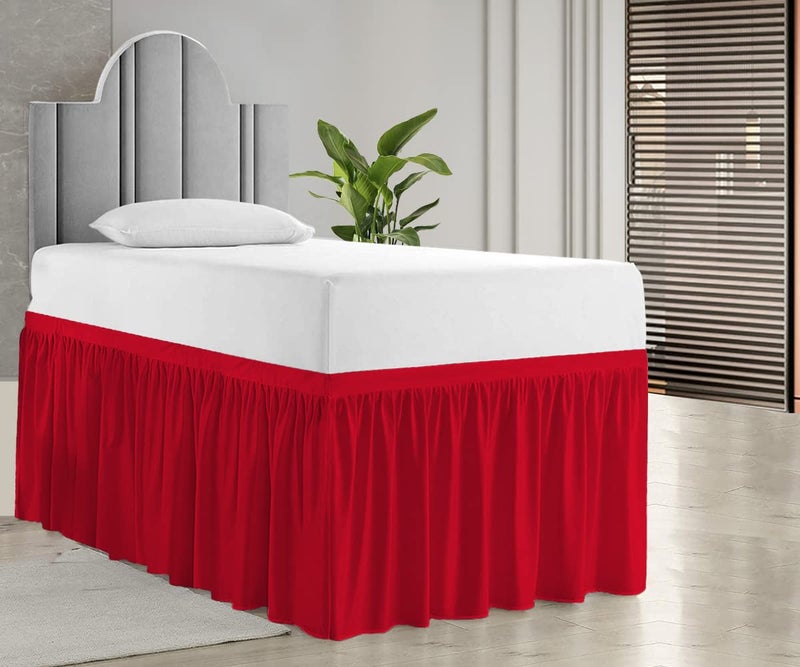 Yarns of Cotton Dorm Room Bed Skirt - College Dorm Bed Skirt - Long Bed Skirt Dorm - Extra Long Dorm Room Bed Skirt - Elegant Design Brushed Microfiber - 1000 Series Bedskirts - Twin-XL - 40"" Drop  Blood Red - Image 2