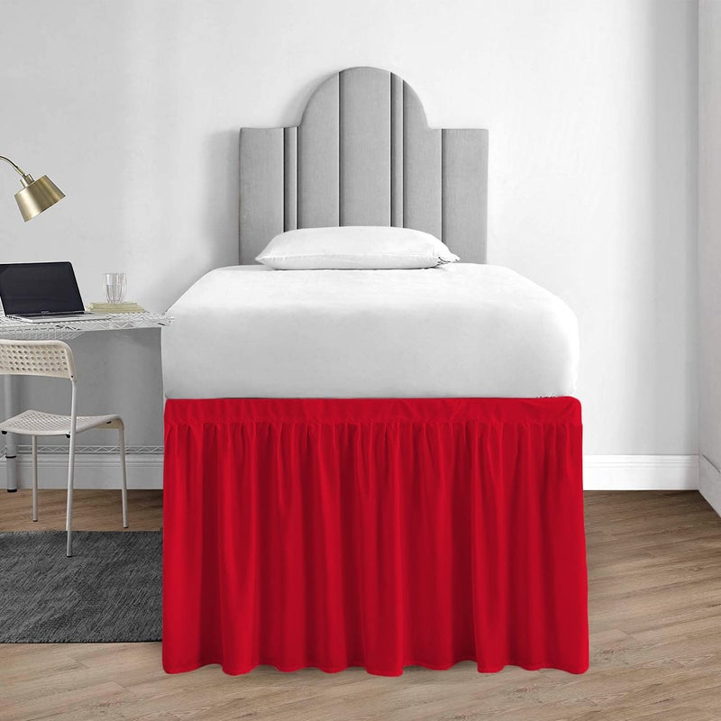 Yarns of Cotton Dorm Room Bed Skirt - College Dorm Bed Skirt - Long Bed Skirt Dorm - Extra Long Dorm Room Bed Skirt - Elegant Design Brushed Microfiber - 1000 Series Bedskirts - Twin-XL - 40"" Drop  Blood Red - Image 1
