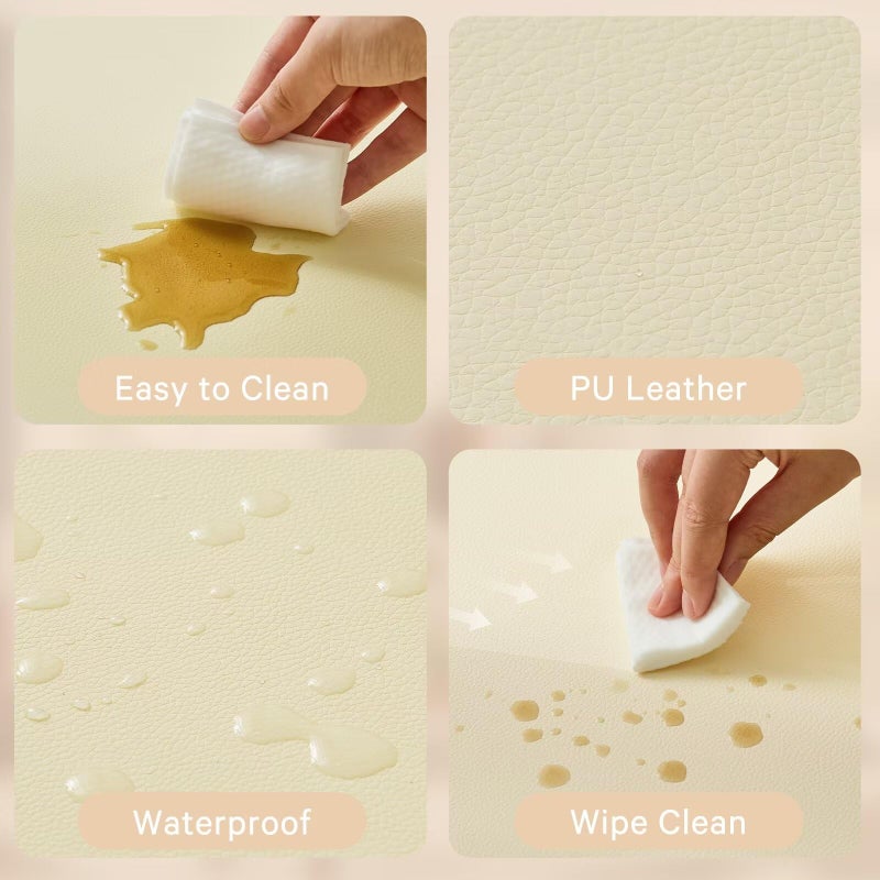 ILPEOD Waterproof Baby Play Mat for Floor 1.3"Thick Memory Foam 59*59 Cushion Playpen Playmat Tummy Time Crawling Mat Nursery Rug Pad Mattress Create Soft & Safe Area for Infants,Toddler,Kids,Beige - Image 3