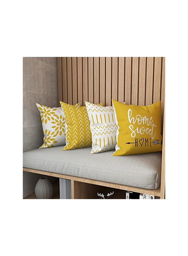 PROMASS Throw Pillow Cover, Modern Sofa Decorative Pillow Covers 18x18 Set of 4, Outdoor Linen Fabric Pillow Case for Couch Bed Car Home Sofa Couch Decoration 45x45cm (Yellow, 18x18, Set of 4) - Image 3