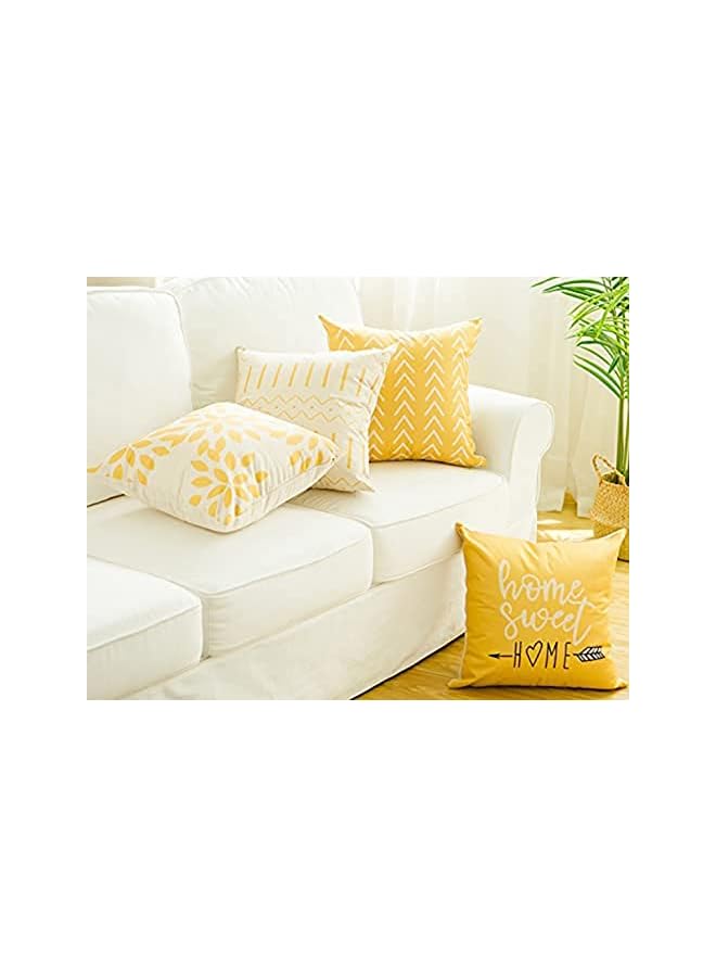 PROMASS Throw Pillow Cover, Modern Sofa Decorative Pillow Covers 18x18 Set of 4, Outdoor Linen Fabric Pillow Case for Couch Bed Car Home Sofa Couch Decoration 45x45cm (Yellow, 18x18, Set of 4) - Image 4