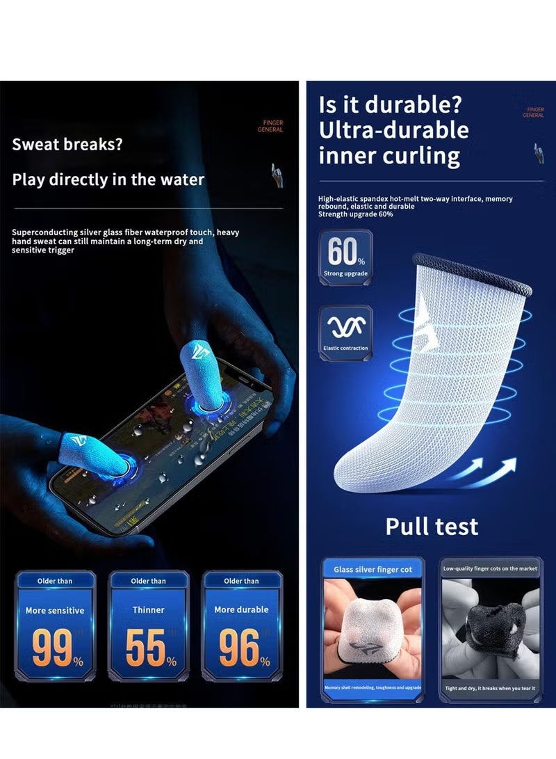 4pcs Gaming Finger gloves,Paired With A Metal Storage Box,100% Visible Silver Fibers,Just Right Pressure/Breathable/Sweatproof - Image 2