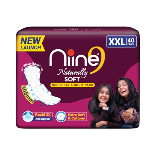 Niine Naturally Soft XXL Extra Soft & Cottony Sanitary Pads for Women | 305mm Long | 120 Pads, Pack of 3 | Super Day & Night Pads | Rapid 2X Absorption - Image 2