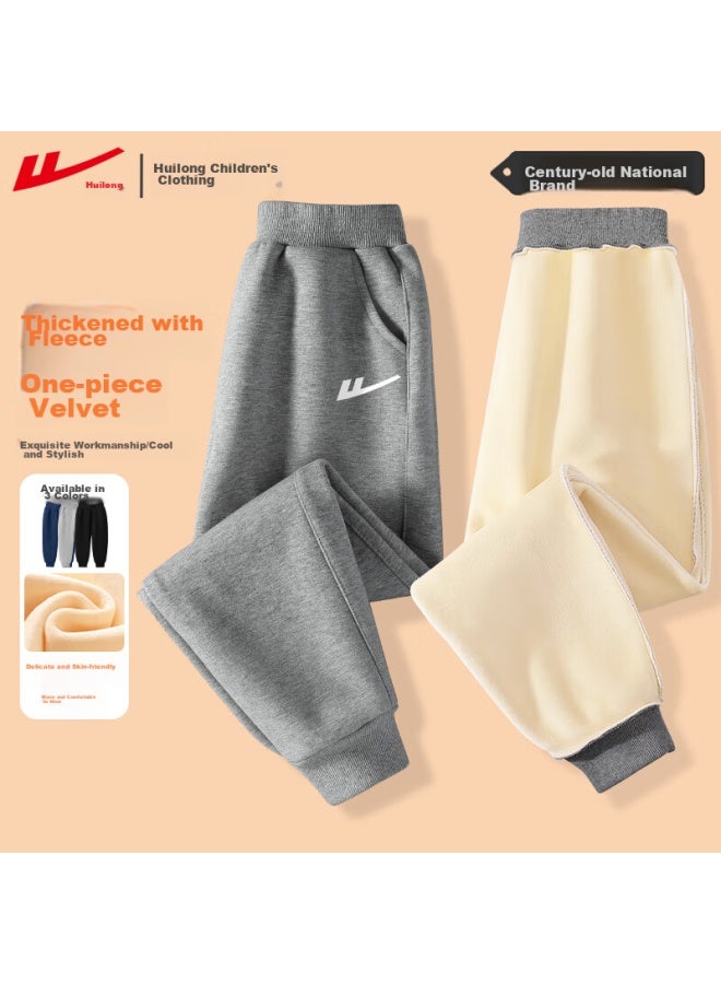 Children's Clothing, Boys' Fleece-lined Pants, For Older Children, Autumn And Winter Style, Sweatpants, Children's Thickened Sweatpants, Boys' Cotton Pants, Winter Wear - Image 5