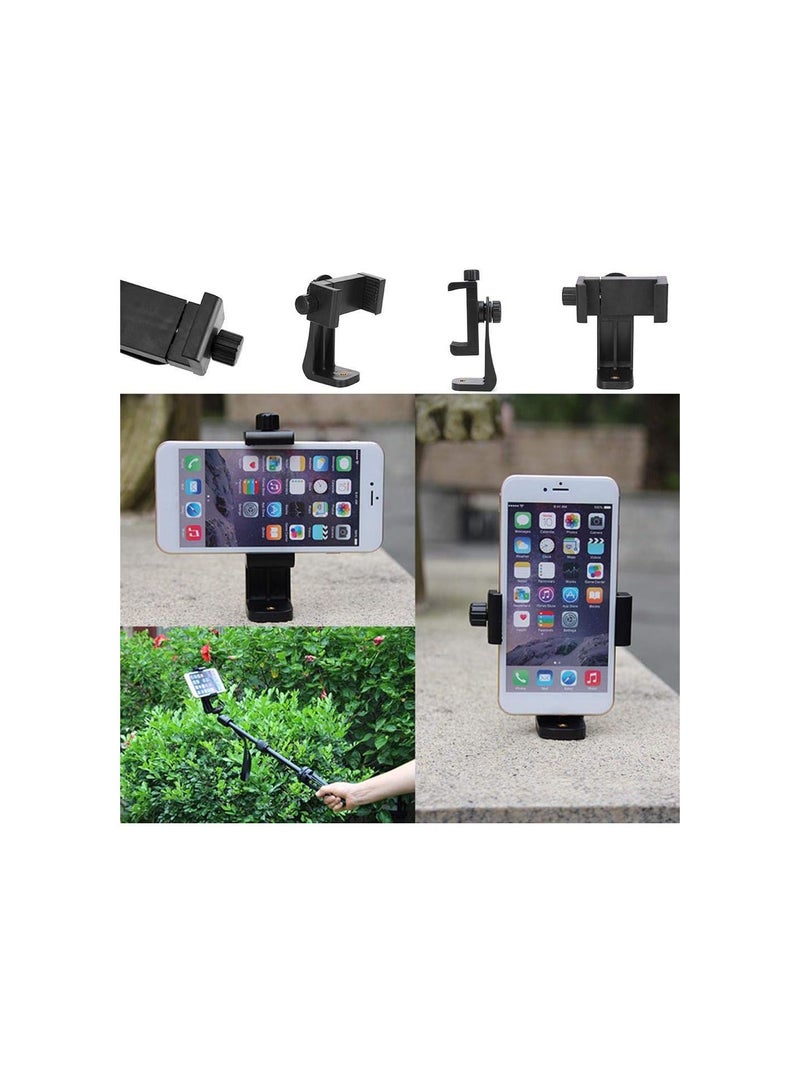 GGOOT Mobile Phone Tripod Mount Holder Clip Vertical Adapter Bracket Phone Smartphone Clamp for Ring Light iPhone Samsung 360° Rotation Tripod Adapter - Image 3
