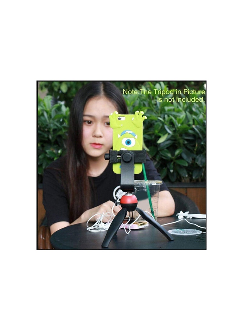 GGOOT Mobile Phone Tripod Mount Holder Clip Vertical Adapter Bracket Phone Smartphone Clamp for Ring Light iPhone Samsung 360° Rotation Tripod Adapter - Image 2