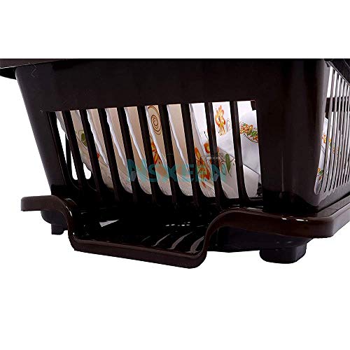 BIRDWING Brown 3 in 1 Large Durable Plastic Kitchen Sink Dish Rack Drainer Drying Rack Washing Basket with Tray for Kitchen, Dish Rack Organizers, Utensils Tools Cutlery, Brown - Image 2