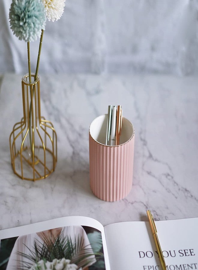 CROWNOS Pen Holder for Desk, Ceramic Pencil Cup Office Desk Organizer, Makeup Brush Holder (Pink) - Image 2