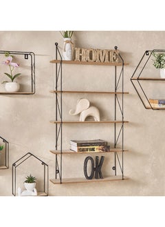 Home Box رف حائط معدني من سيرا مكون من 5 طبقات مع ألواح MDF مقاس 50 × 88 × 12 سم  - Image 1