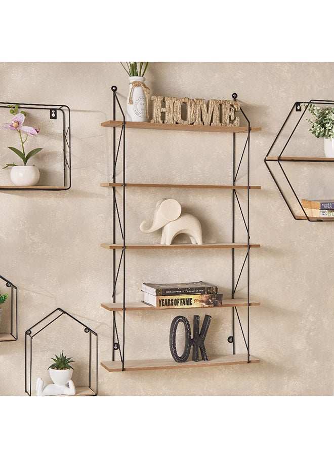 Home Box Sera 5-Tier Metal Wall Shelf with MDF Boards 50 x 88 x 12 cm  - Image 1