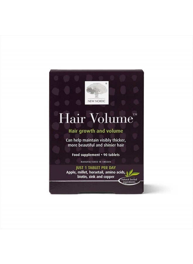 New Nordic Hair Volume Tablets | 3000 mcg Biotin & Biopectin Apple Extract for Healthy Hair Growth | Reduce Thinning & Shedding for Naturally Fuller Thicker Hair | 90 Count (Pack of 1)  - Image 1