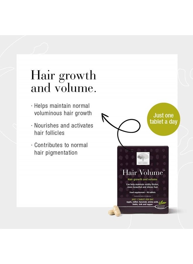New Nordic Hair Volume Tablets | 3000 mcg Biotin & Biopectin Apple Extract for Healthy Hair Growth | Reduce Thinning & Shedding for Naturally Fuller Thicker Hair | 90 Count (Pack of 1)  - Image 2