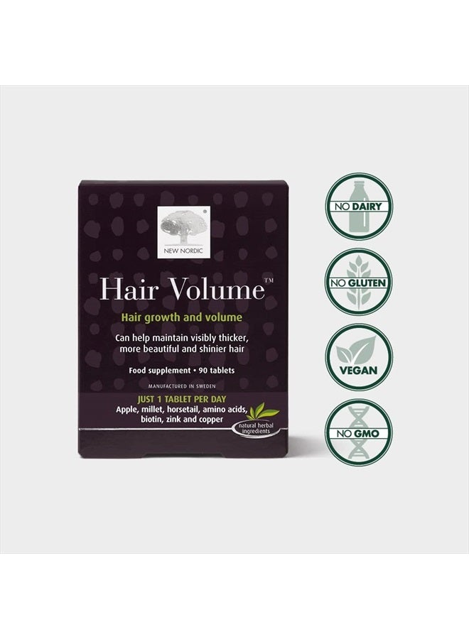 New Nordic Hair Volume Tablets | 3000 mcg Biotin & Biopectin Apple Extract for Healthy Hair Growth | Reduce Thinning & Shedding for Naturally Fuller Thicker Hair | 90 Count (Pack of 1)  - Image 5