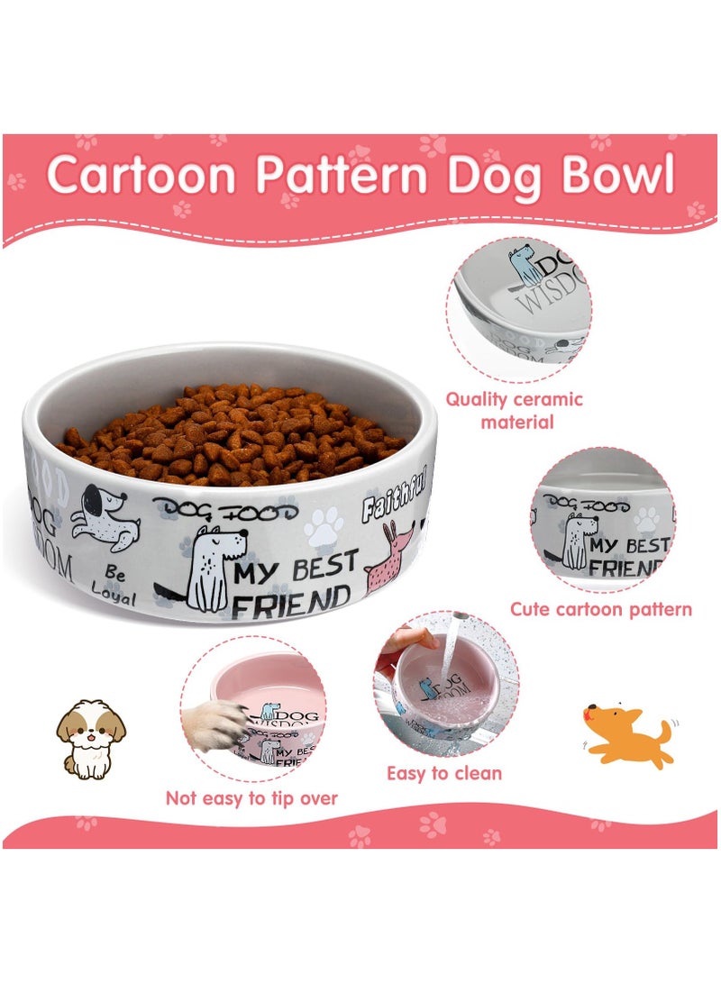KASTWAVE 2 قطع وعاء سيراميك للكلاب 5 بوصة بنمط كرتوني وعاء للقطط وأوعية طعام للكلاب وعاء ماء ثقيل للكلاب وعاء متين للحيوانات الأليفة للغذاء والسفر، آمن في غسالة الصحون وآمن في الميكروويف - Image 3